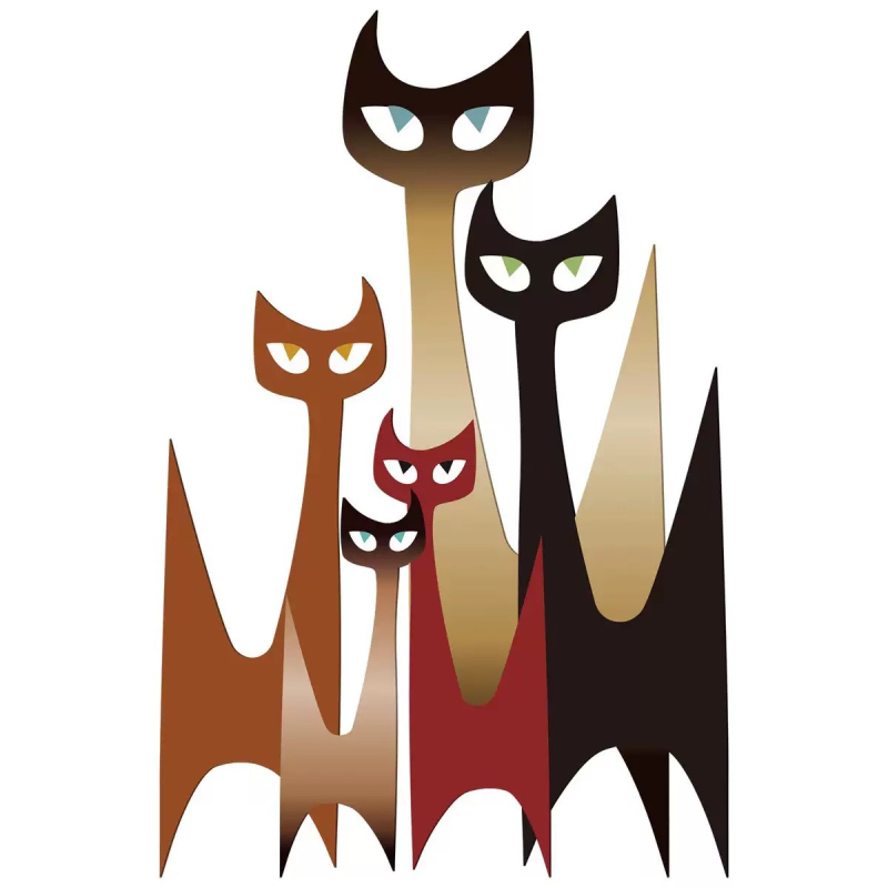 Железен стенен декор за окачване – сладка рисувана котка, метал, марка Lide, стил модерен минимализъм