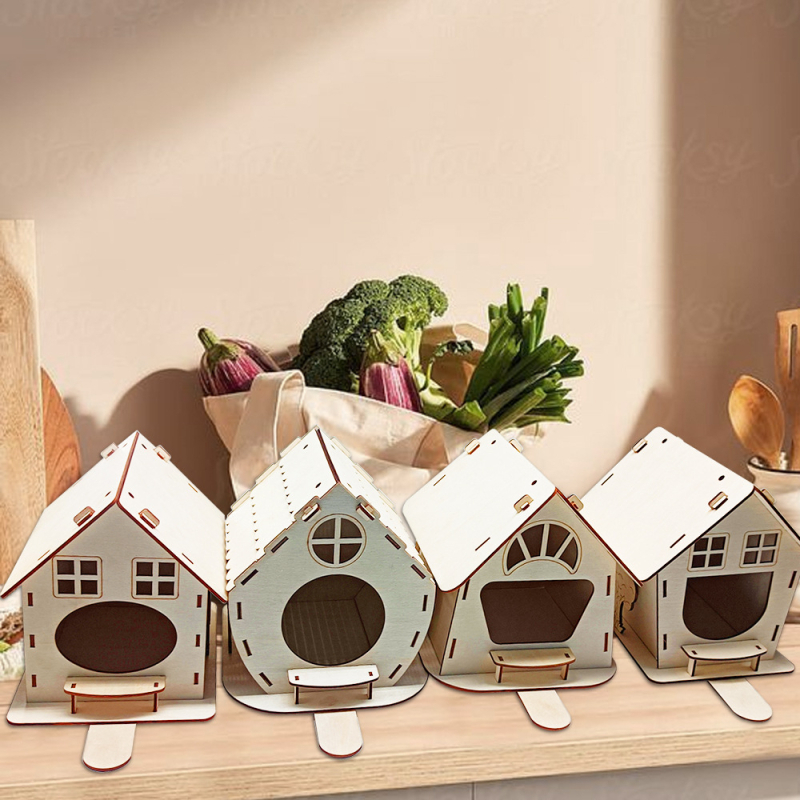 Дървена клетка за птици за папагали с хранилка и гнездо (Материал: дърво; Бранд: Dingchuan; Обект: птица; Внос: Не)