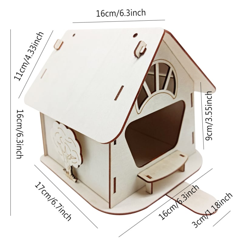 Дървена клетка за птици за папагали с хранилка и гнездо (Материал: дърво; Бранд: Dingchuan; Обект: птица; Внос: Не)