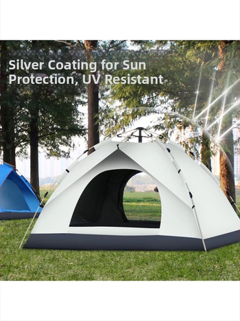 Автоматична палатка за къмпинг с бързо разпъване, еднослойна, за 3-4 човека, стълбове от фибростъкло, външна водоустойчива материя 1000-1500 мм