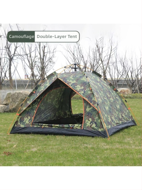 Автоматична палатка за къмпинг с бързо разпъване, еднослойна, за 3-4 човека, стълбове от фибростъкло, външна водоустойчива материя 1000-1500 мм