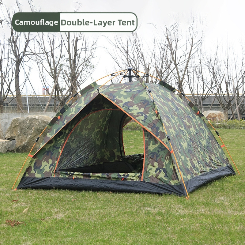 Автоматична палатка за къмпинг с бързо разпъване, еднослойна, за 3-4 човека, стълбове от фибростъкло, външна водоустойчива материя 1000-1500 мм