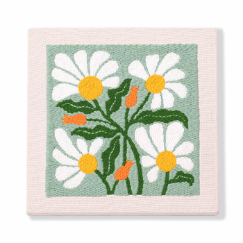 Комплект за кръстосано бродиране – памучно-ленена тъкан, модерен минималистичен стил, модел цветя/трева/листа, бродерия върху плат