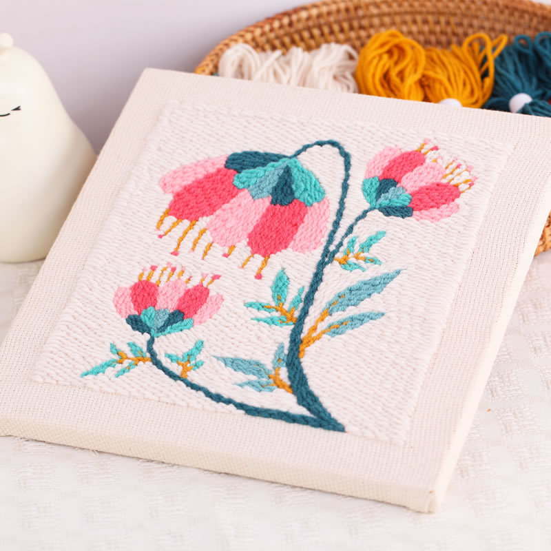 Комплект за кръстосано бродиране – памучно-ленена тъкан, модерен минималистичен стил, модел цветя/трева/листа, бродерия върху плат