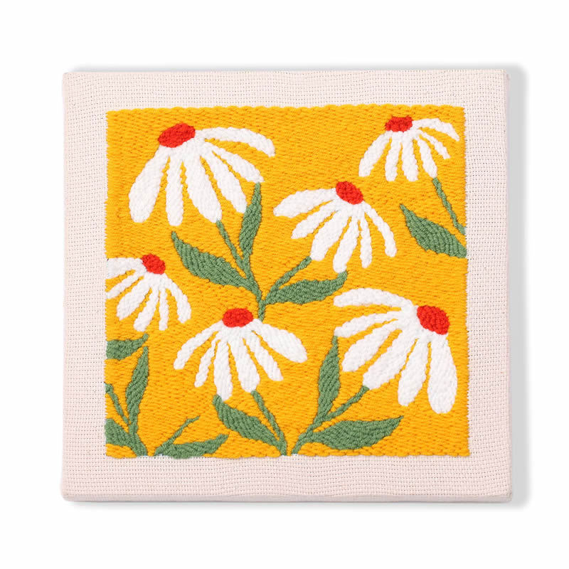 Комплект за кръстосано бродиране – памучно-ленена тъкан, модерен минималистичен стил, модел цветя/трева/листа, бродерия върху плат