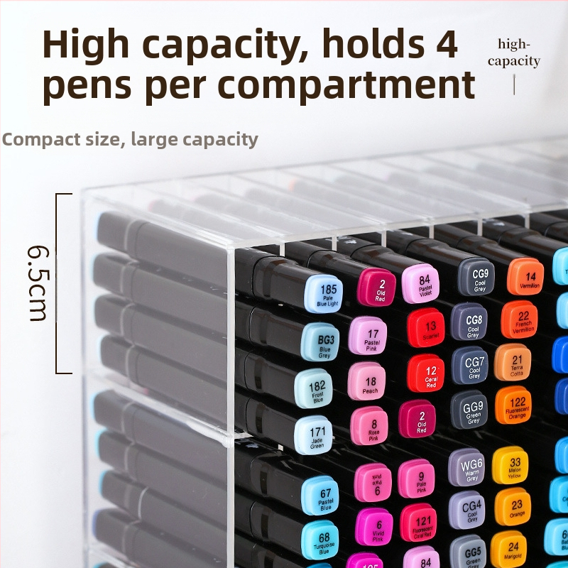 Stojan na fixky na stole, priehľadný, veľká kapacita, viac priečinkov