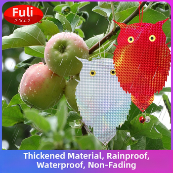 Сова-репелент за птици с двойно лазерно отражение, модел двойно-странна лазерна сова, материал PET+лазер филм, предназначение: градини и балкони