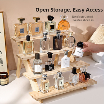 Ράφι προβολής αρωμάτων, μασίφ ξύλο, κλιμακωτό επιτραπέζιο οργανωτή, μοντέρνο μινιμαλιστικό στυλ, απαιτείται συναρμολόγηση, Μοντέλο 1