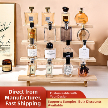 Ράφι προβολής αρωμάτων, μασίφ ξύλο, κλιμακωτό επιτραπέζιο οργανωτή, μοντέρνο μινιμαλιστικό στυλ, απαιτείται συναρμολόγηση, Μοντέλο 1