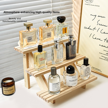 Ράφι προβολής αρωμάτων, μασίφ ξύλο, κλιμακωτό επιτραπέζιο οργανωτή, μοντέρνο μινιμαλιστικό στυλ, απαιτείται συναρμολόγηση, Μοντέλο 1