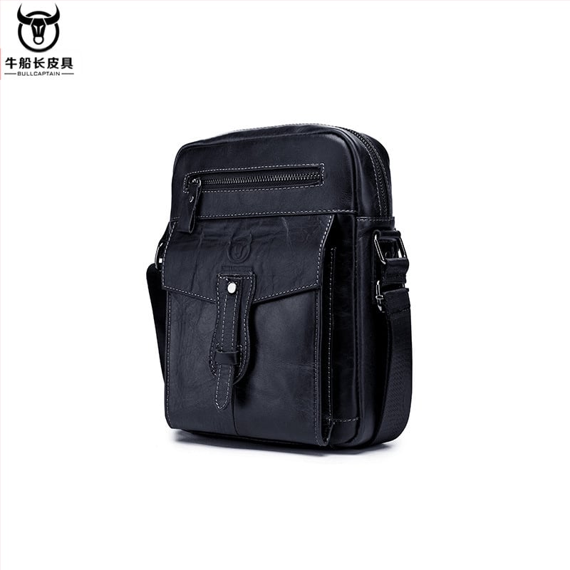 Мъжка презрамкова чанта Cow Captain Leather – кожа от най-висок клас, горен слой телешка кожа, подплата полиестер, вътрешни отделения, анти-крадба, голям капацитет, пролет 2023