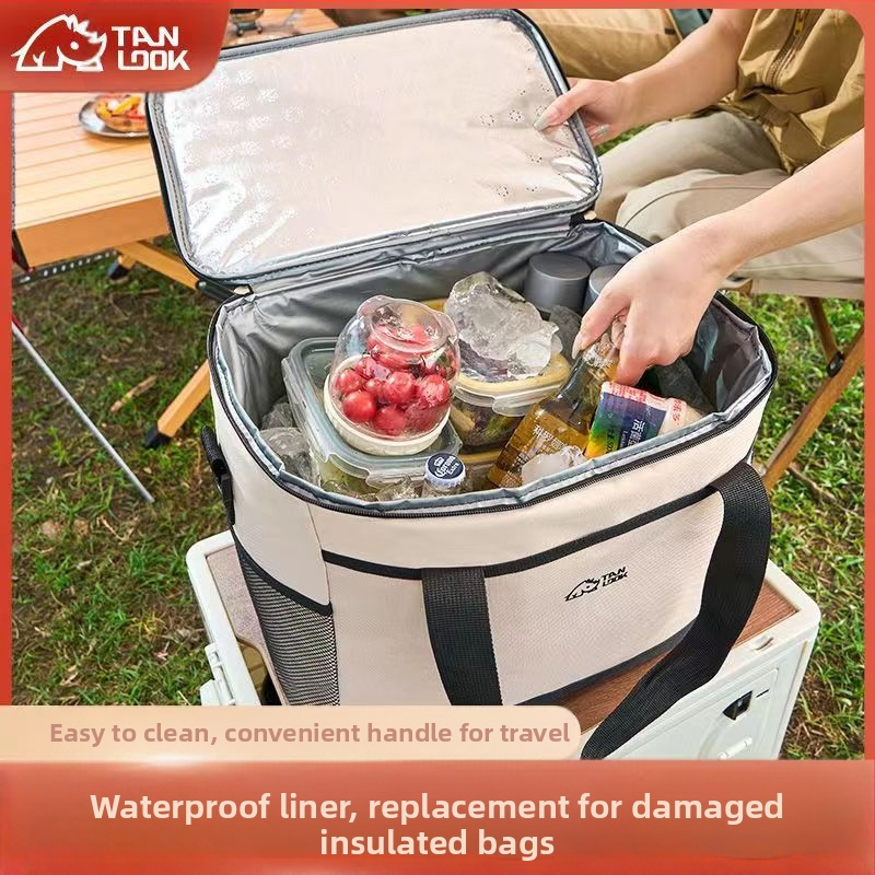 Портативна термо чанта за пикник с охлаждащ пакет, марка Rundu, сгъваема, бързо охлаждане, Oxford плат, капацитет 30