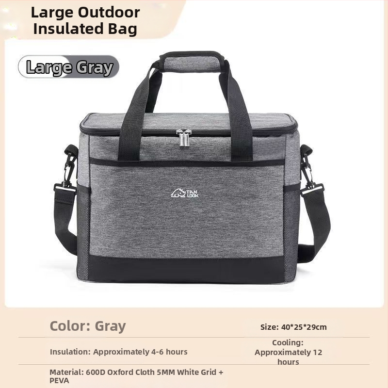 Prenosná izolačná taška na piknik od značky Rundu s chladiacim balíčkom, zložená, rýchle chladenie, Oxford textil, objem 30