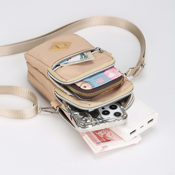 Αθλητική τσάντα για κινητό με λουρί στον ώμο, κάθετη τετράγωνη μορφή, Oxford ύφασμα, φερμουάρ ανοίγματος, εσωτερική τσεπή με φερμουάρ, μονός ιμάντας