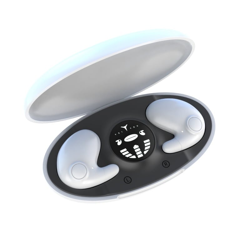 Bluetooth слушалки за ушно монтиране – бинаурално стерео, MD538, BT 5.3, обхват 10 м, безжично зареждане, 4–8 ч работа, IPX6