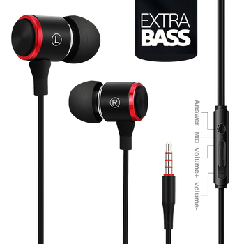 Vadu iekšējās ausu spēļu austiņas ar dinamisku skaļruni, spēcīgs bas, inline vadība, 1,2 m kabelis, 3,5 mm ligzda, modeļ E3, Android savietojams