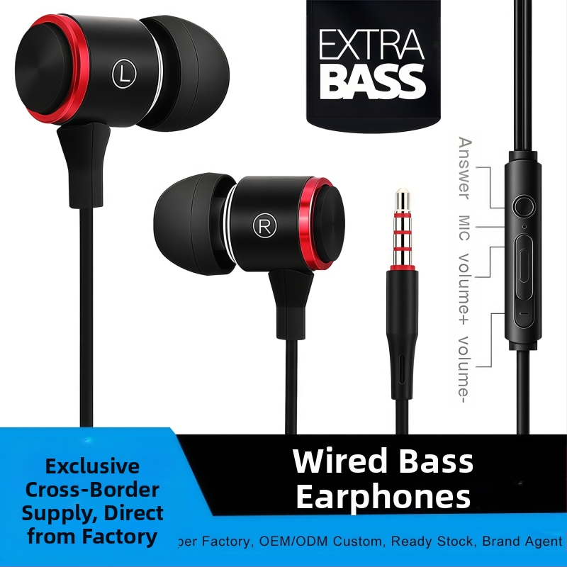 Vadu iekšējās ausu spēļu austiņas ar dinamisku skaļruni, spēcīgs bas, inline vadība, 1,2 m kabelis, 3,5 mm ligzda, modeļ E3, Android savietojams