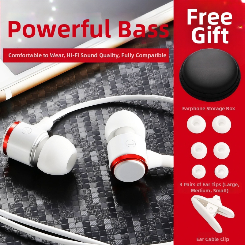 Vadu iekšējās ausu spēļu austiņas ar dinamisku skaļruni, spēcīgs bas, inline vadība, 1,2 m kabelis, 3,5 mm ligzda, modeļ E3, Android savietojams