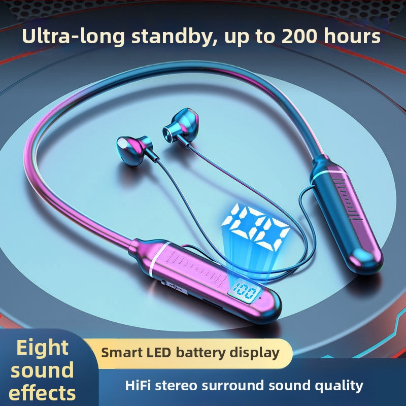 Bluetooth kakla austiņa – sporta modelis, stereo, Bluetooth 5.0, 10 m darbības rādiuss, akumulatora darbības laiks virs 8 stundām, IPX3