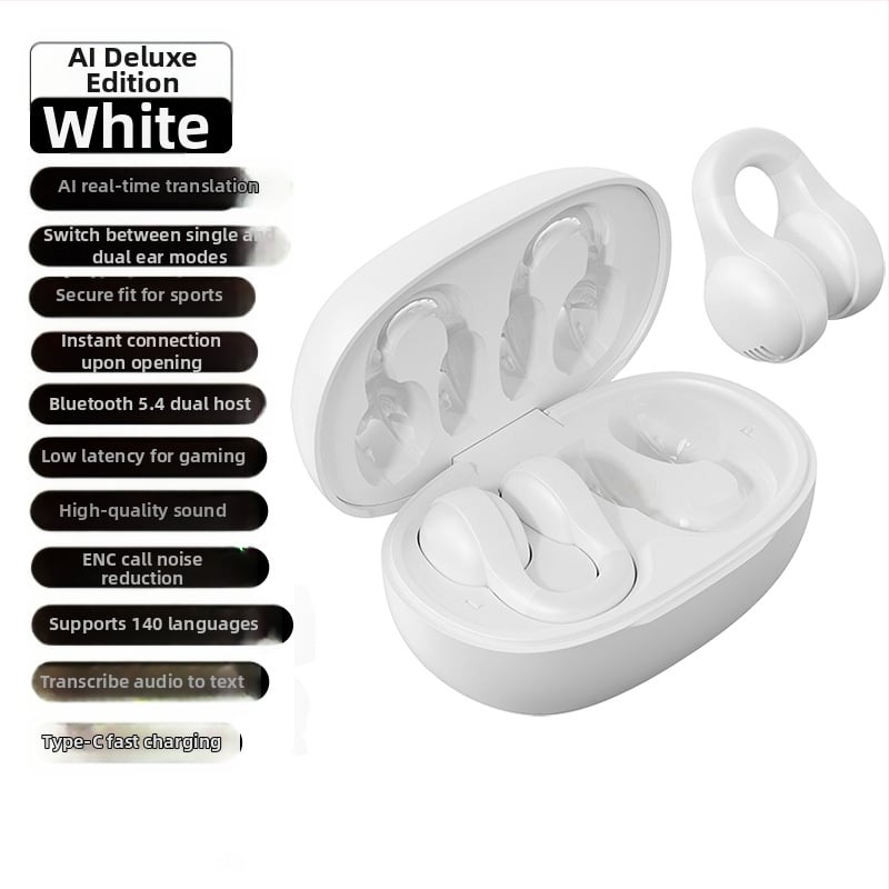 Air-conduction Bluetooth clip-in earphones с шумопотискане, Bluetooth 5.4, IPX4, обхват 10 m