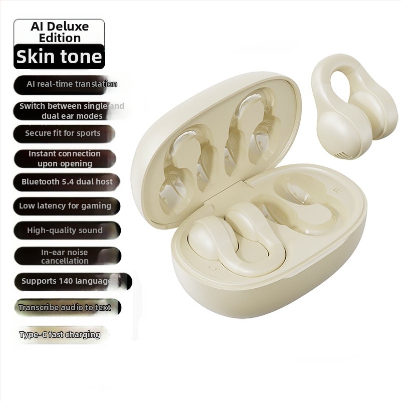 Air-conduction Bluetooth clip-in earphones с шумопотискане, Bluetooth 5.4, IPX4, обхват 10 m