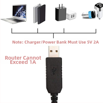 USB усилващ кабел за захранване 9V/12V към DC 5.5×2.1 мм, с 8 DC интерфейса