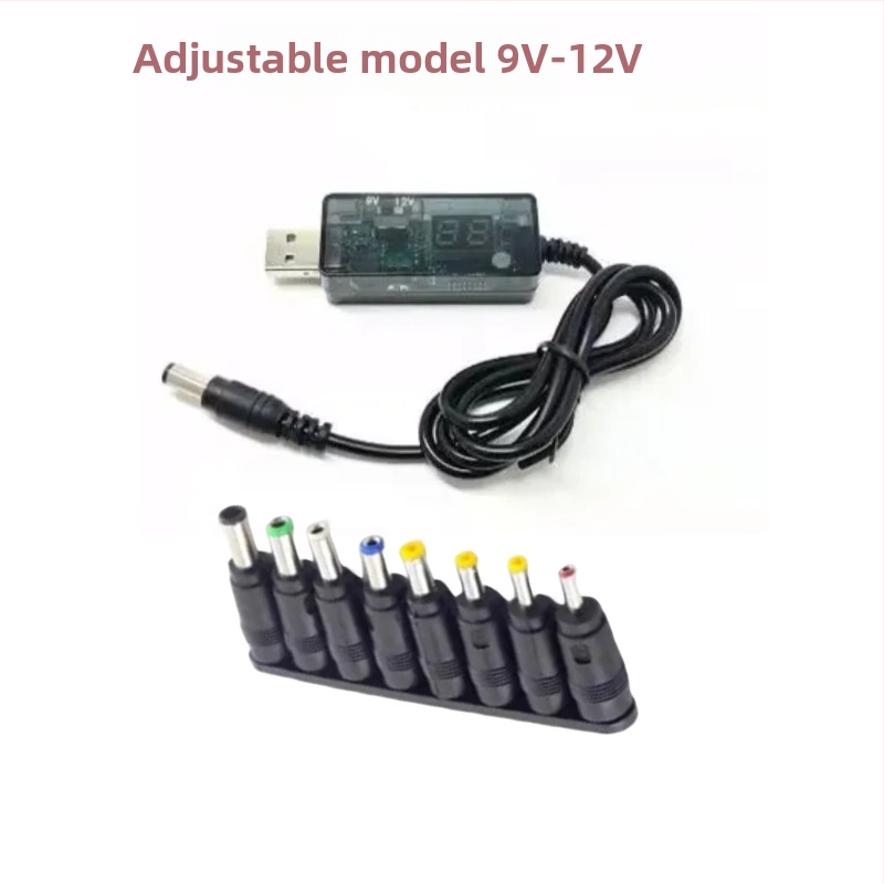 USB усилващ кабел за захранване 9V/12V към DC 5.5×2.1 мм, с 8 DC интерфейса