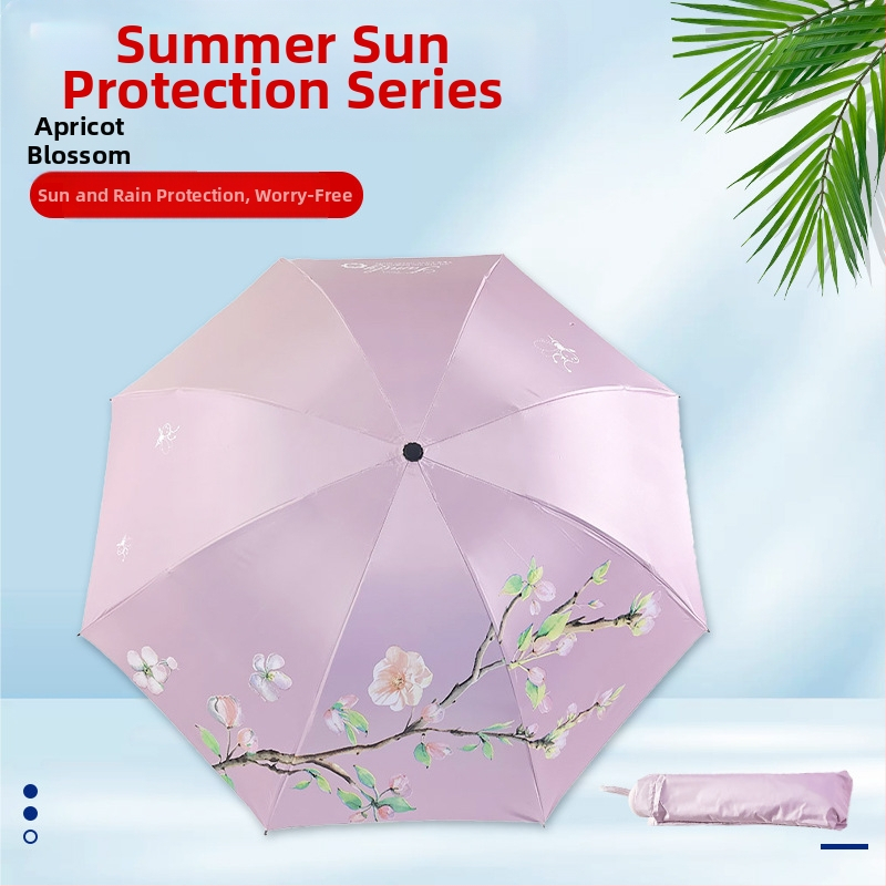 Αναδιπλώμενη ομπρέλα ήλιου με 8 ακτίνες, UPF > 30, εκτύπωση λογότυπου, πλαστική λαβή