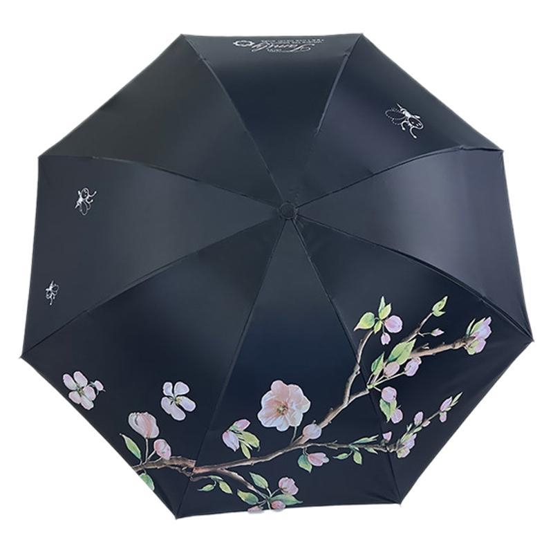 Saliekams saules lietussargs ar 8 ribām, UPF > 30, drukāts logotips, plastmasas rokturis