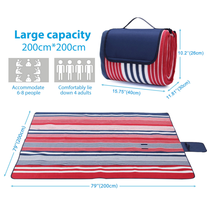 Bluebonny flanelas piknika sega ar alumīnija filmas mitruma aizsardzībai, 4–6 cilvēkiem