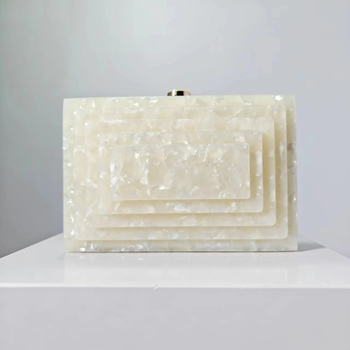 Акрилна вечерна чанта с верижна презрамка, малък квадрат, магнитно затваряне, джоб за телефон