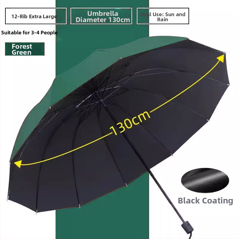 12 ribu lietussargs; manuāla atvēršana/aizvēršana; rāmis no tērauda; plastmasas rokturis; UPF < 40
