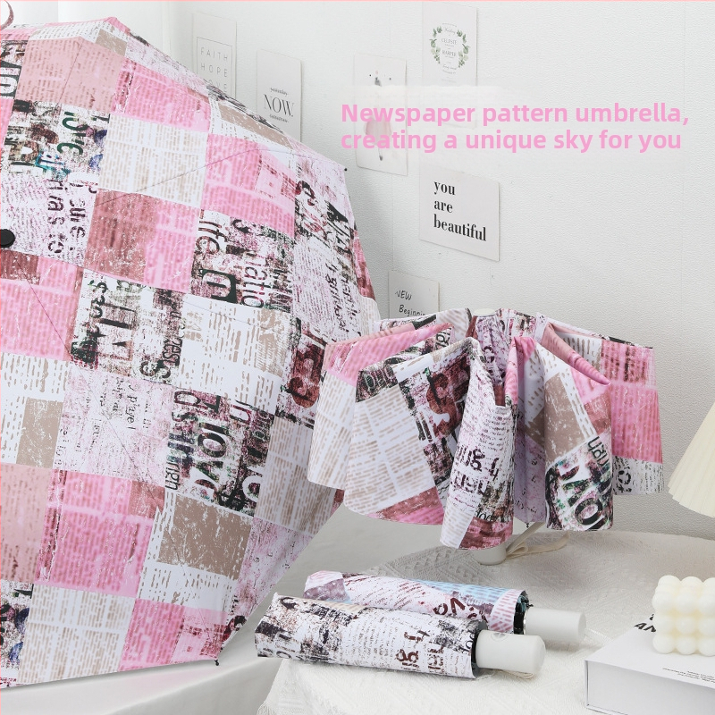 Bourxiang saules un lietus lietussargs ar trīs sadaļām, 8 ribu dzelzs rāmis, 190T poliesters, UPF 50+ UV aizsardzība, manuāla atvēršana