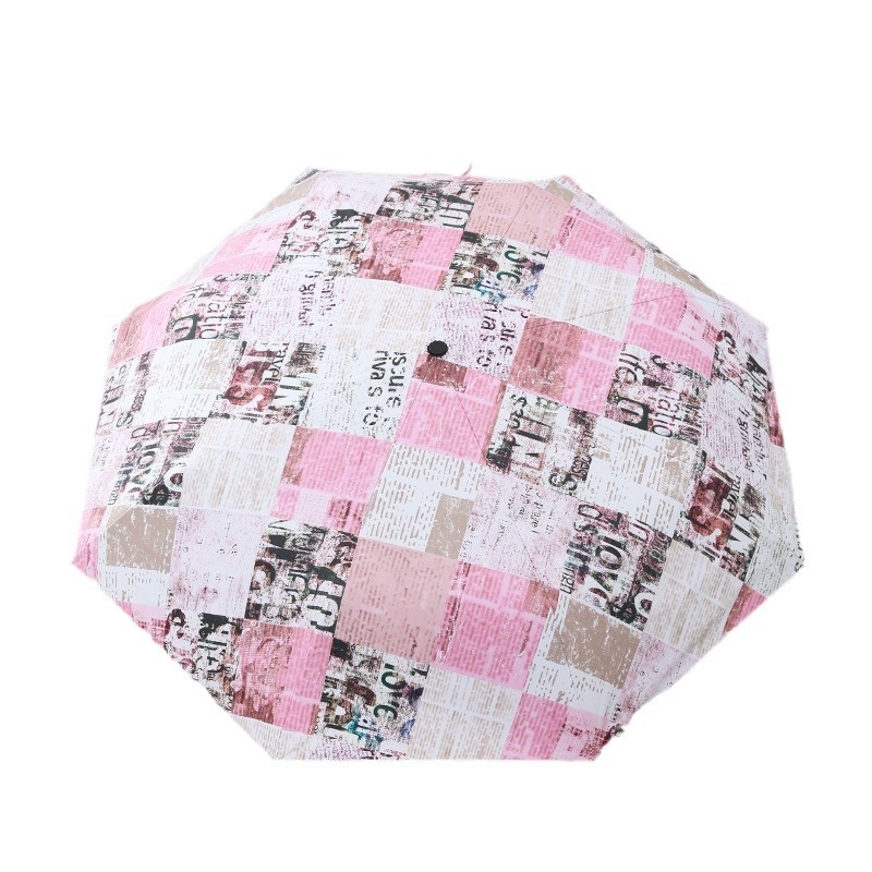 Bourxiang saules un lietus lietussargs ar trīs sadaļām, 8 ribu dzelzs rāmis, 190T poliesters, UPF 50+ UV aizsardzība, manuāla atvēršana