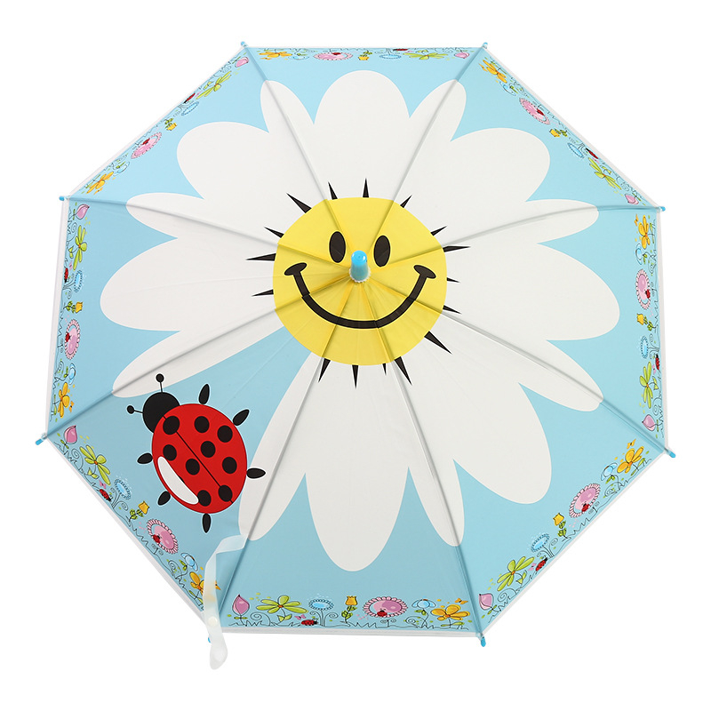 Παιδική ομπρέλα με EVA ύφασμα, σχέδιο μαργαρίτα καρτούν, μακρύ χερούλι (8 μεταλλικές ράβδοι; λαβή από πλαστικό; χειροκίνητο άνοιγμα-κλείσιμο)