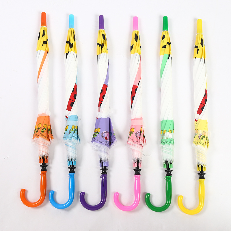 Παιδική ομπρέλα με EVA ύφασμα, σχέδιο μαργαρίτα καρτούν, μακρύ χερούλι (8 μεταλλικές ράβδοι; λαβή από πλαστικό; χειροκίνητο άνοιγμα-κλείσιμο)