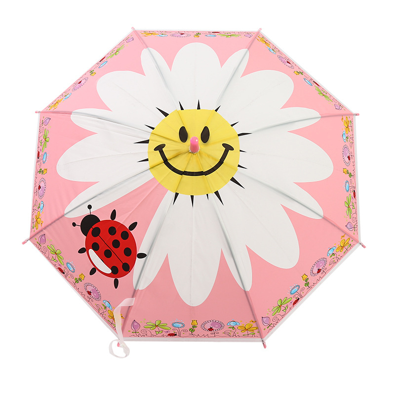 Παιδική ομπρέλα με EVA ύφασμα, σχέδιο μαργαρίτα καρτούν, μακρύ χερούλι (8 μεταλλικές ράβδοι; λαβή από πλαστικό; χειροκίνητο άνοιγμα-κλείσιμο)