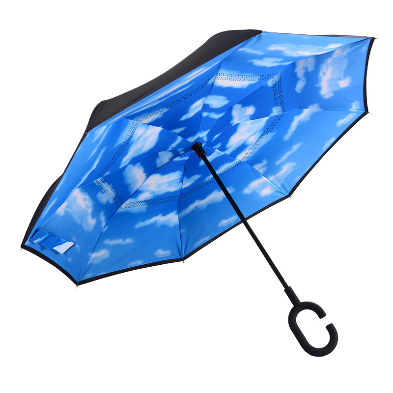 Apgrieztais lietussargs automašīnai, dubultslāņu, manuāla atvēršana, 8 stienņi, logotipa druka