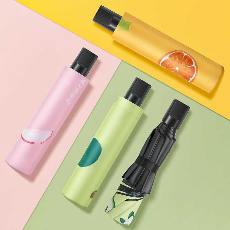 Ομπρέλα με τρία τμήματα, χειροκίνητη, UV προστασία, 8 σκελετοί από ατσάλι, ύφασμα 170T, φρουτοθεματική