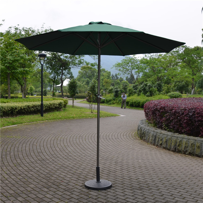 Εξωτερική ομπρέλα ήλιου με 8 σιδερένια ραβδιά, ύφασμα πολυεστέρα 210T, χειροκίνητο άνοιγμα, σχέδιο κυκλικής κεντρικής στήλης