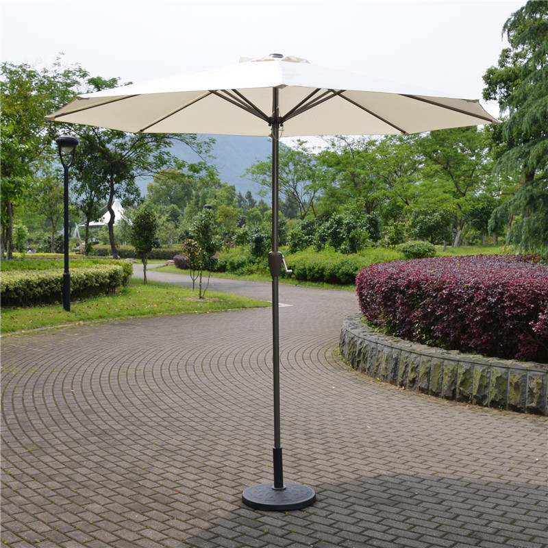 Εξωτερική ομπρέλα ήλιου με 8 σιδερένια ραβδιά, ύφασμα πολυεστέρα 210T, χειροκίνητο άνοιγμα, σχέδιο κυκλικής κεντρικής στήλης
