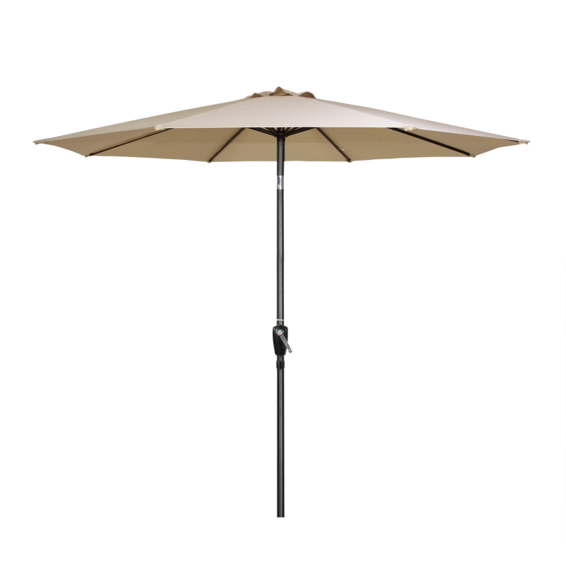 Εξωτερική ομπρέλα ήλιου με 8 σιδερένια ραβδιά, ύφασμα πολυεστέρα 210T, χειροκίνητο άνοιγμα, σχέδιο κυκλικής κεντρικής στήλης