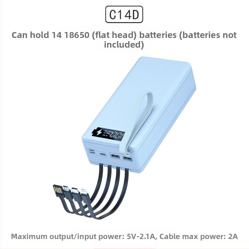 Комплект за зареждане на кутия за батерии 18650, 14 клетки, 4-жичен без заваряване монтаж, сменяем корпус за мобилна захранваща кутия, бързо зареждане