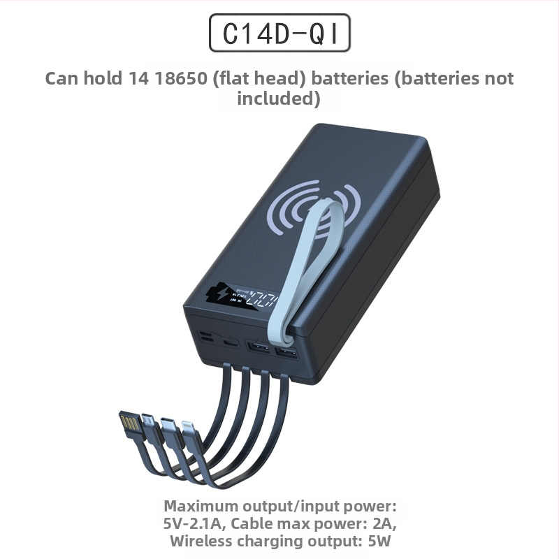 Комплект за зареждане на кутия за батерии 18650, 14 клетки, 4-жичен без заваряване монтаж, сменяем корпус за мобилна захранваща кутия, бързо зареждане