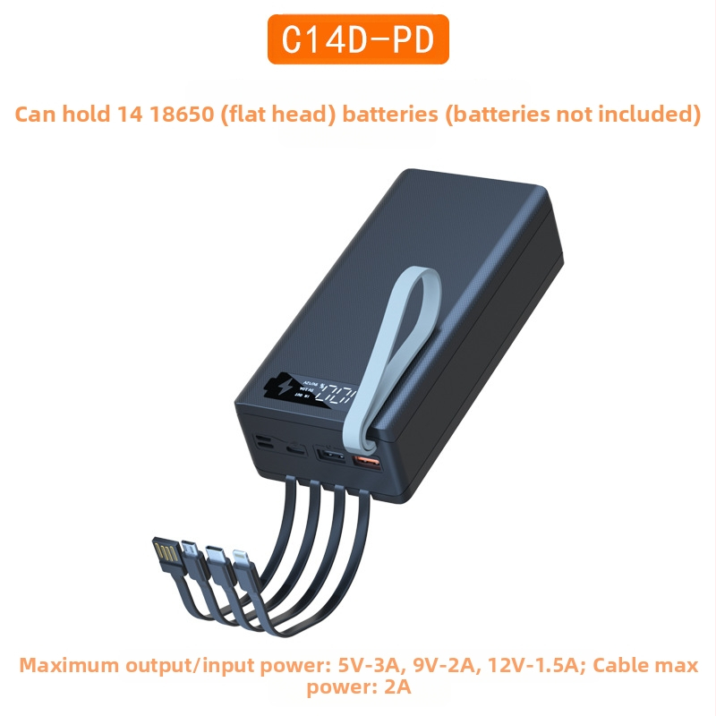 Комплект за зареждане на кутия за батерии 18650, 14 клетки, 4-жичен без заваряване монтаж, сменяем корпус за мобилна захранваща кутия, бързо зареждане