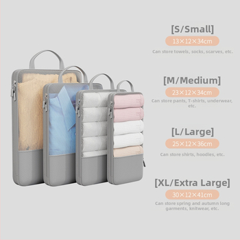 Τσάντα αποθήκευσης ρούχων για ταξίδια — κυβικό σχήμα, μοντέλο 290 twill επτά μερών, πολυεστέρας, πολυλειτουργική