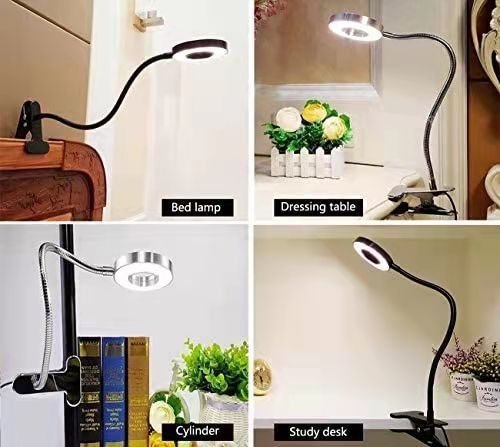 USB захранвана LED клип лампа с докосване, CRI ≥90, метален абажур, CE сертифицирана