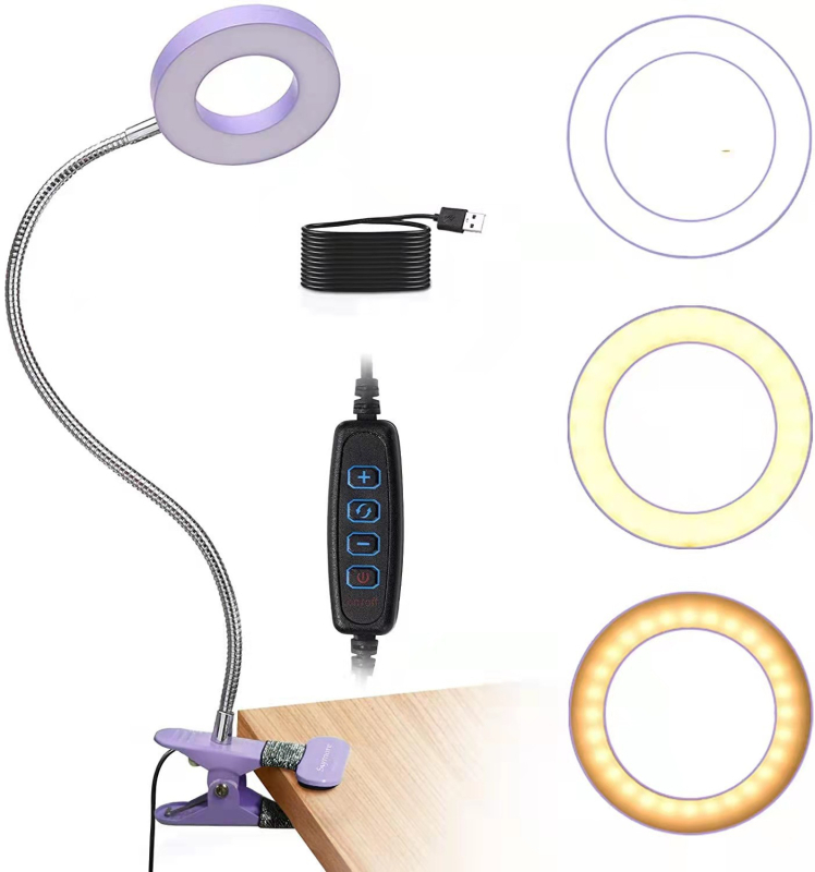 USB захранвана LED клип лампа с докосване, CRI ≥90, метален абажур, CE сертифицирана