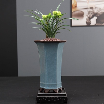 Εξάγωνη γλάστρα για ορχιδέες, χειροποίητη κεραμική από άμμο, ημιχειροποίητη κατασκευή, καμίνωση στους 1300°C, ανθεκτική στη διάβρωση