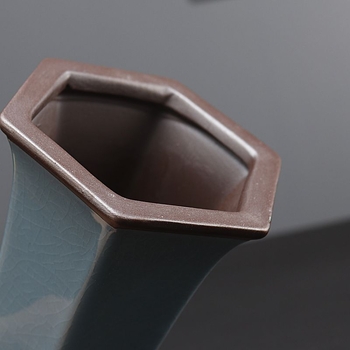 Εξάγωνη γλάστρα για ορχιδέες, χειροποίητη κεραμική από άμμο, ημιχειροποίητη κατασκευή, καμίνωση στους 1300°C, ανθεκτική στη διάβρωση